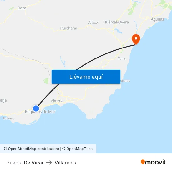 Puebla De Vicar to Villaricos map