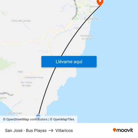 San José - Bus Playas to Villaricos map