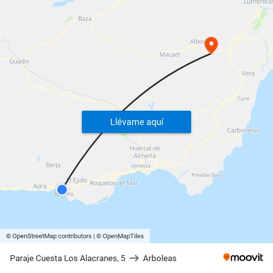 Paraje Cuesta Los Alacranes, 5 to Arboleas map