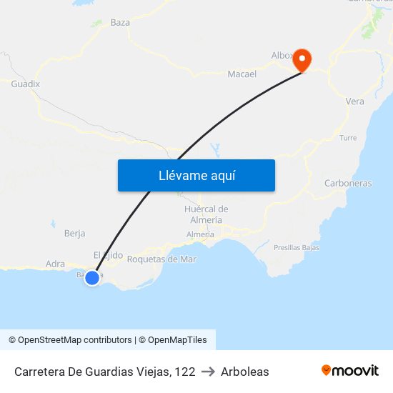 Carretera De Guardias Viejas, 122 to Arboleas map