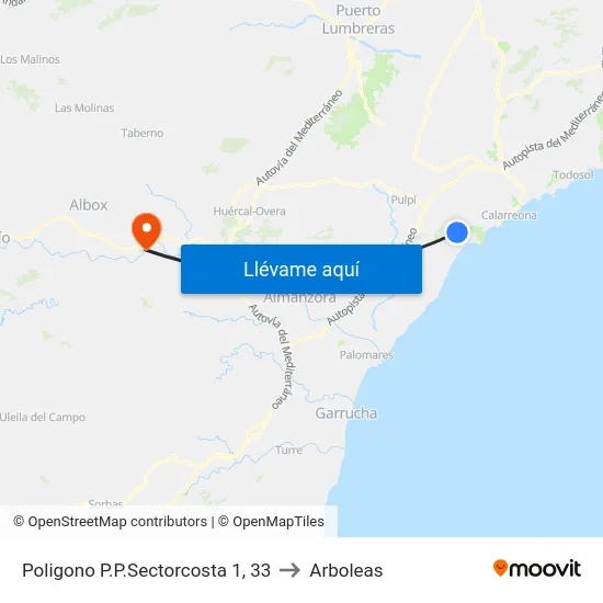 Poligono P.P.Sectorcosta 1, 33 to Arboleas map