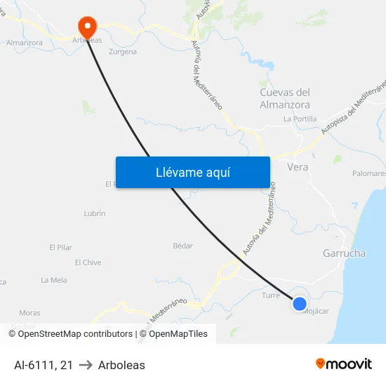 Al-6111, 21 to Arboleas map