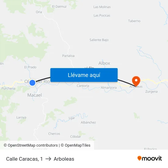 Calle Caracas, 1 to Arboleas map