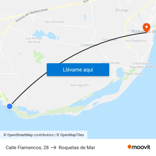 Calle Flamencos, 28 to Roquetas de Mar map