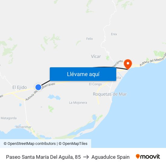 Paseo Santa María Del Aguila, 85 to Aguadulce Spain map