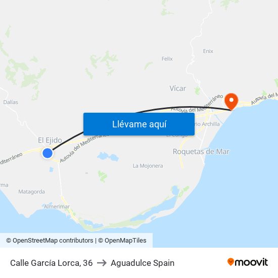 Calle García Lorca, 36 to Aguadulce Spain map