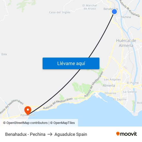 Benahadux - Pechina to Aguadulce Spain map