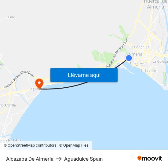Alcazaba De Almería to Aguadulce Spain map