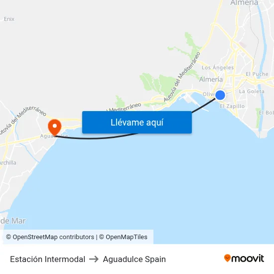 Estación Intermodal to Aguadulce Spain map