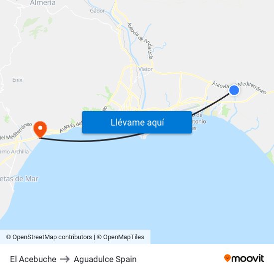 El Acebuche to Aguadulce Spain map