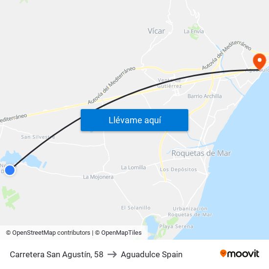 Carretera San Agustín, 58 to Aguadulce Spain map