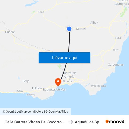 Calle Carrera Virgen Del Socorro, 34 to Aguadulce Spain map