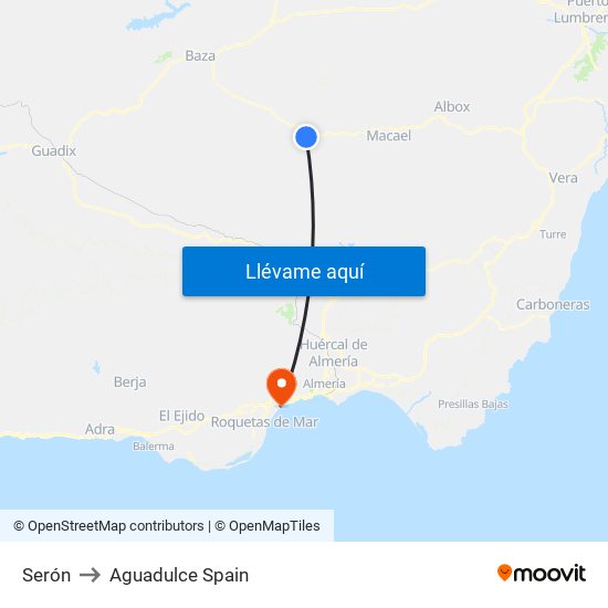 Serón to Aguadulce Spain map