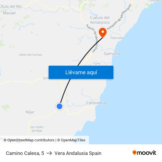 Camino Calesa, 5 to Vera Andalusia Spain map