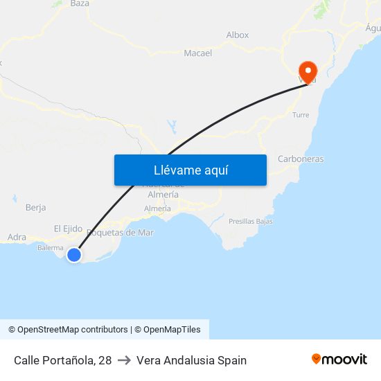 Calle Portañola, 28 to Vera Andalusia Spain map