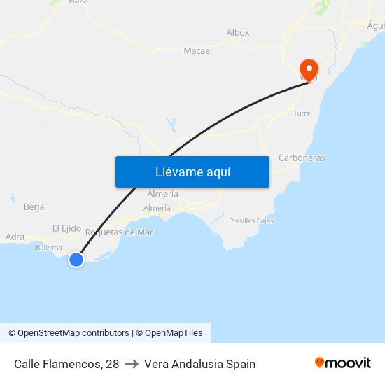 Calle Flamencos, 28 to Vera Andalusia Spain map