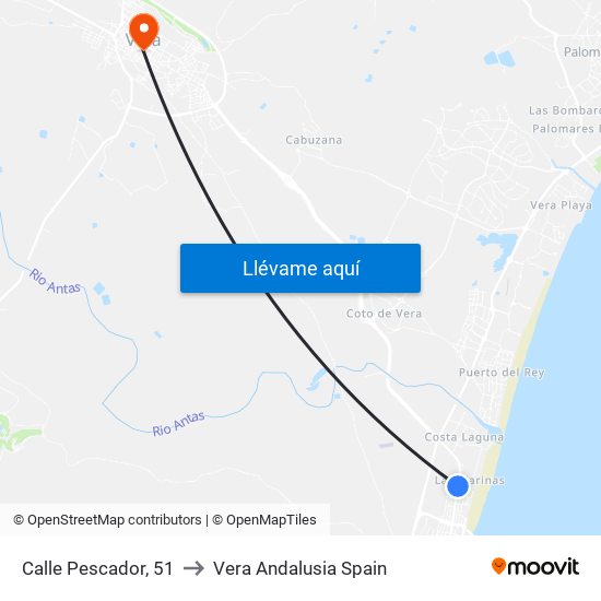 Calle Pescador, 51 to Vera Andalusia Spain map