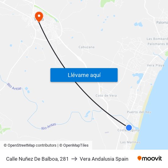 Calle Nuñez De Balboa, 281 to Vera Andalusia Spain map