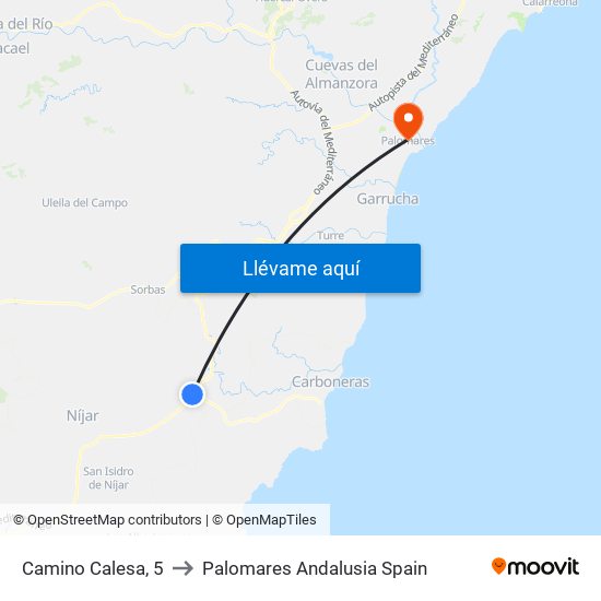 Camino Calesa, 5 to Palomares Andalusia Spain map