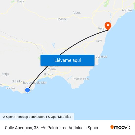Calle Acequias, 33 to Palomares Andalusia Spain map