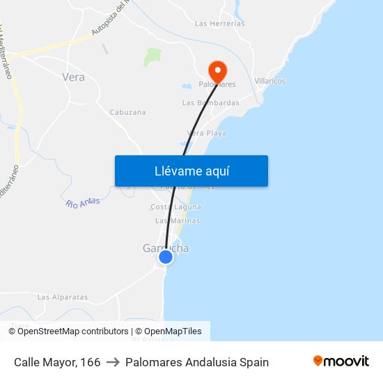 Calle Mayor, 166 to Palomares Andalusia Spain map