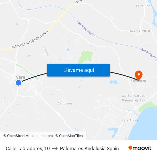 Calle Labradores, 10 to Palomares Andalusia Spain map