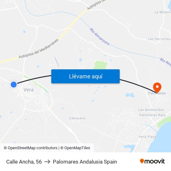 Calle Ancha, 56 to Palomares Andalusia Spain map