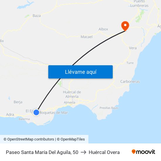 Paseo Santa María Del Aguila, 50 to Huércal Overa map