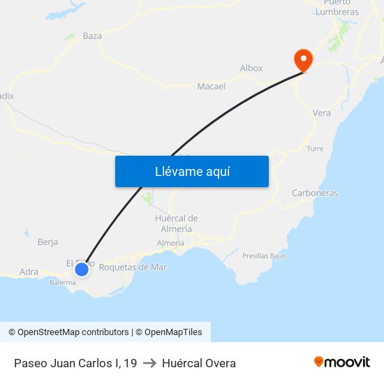 Paseo Juan Carlos I, 19 to Huércal Overa map