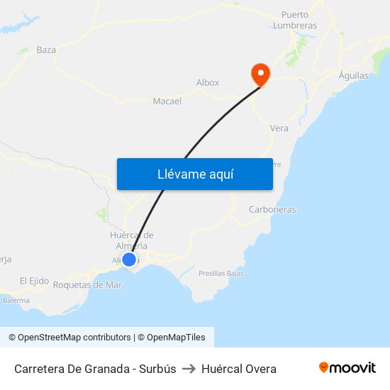 Carretera De Granada - Surbús to Huércal Overa map
