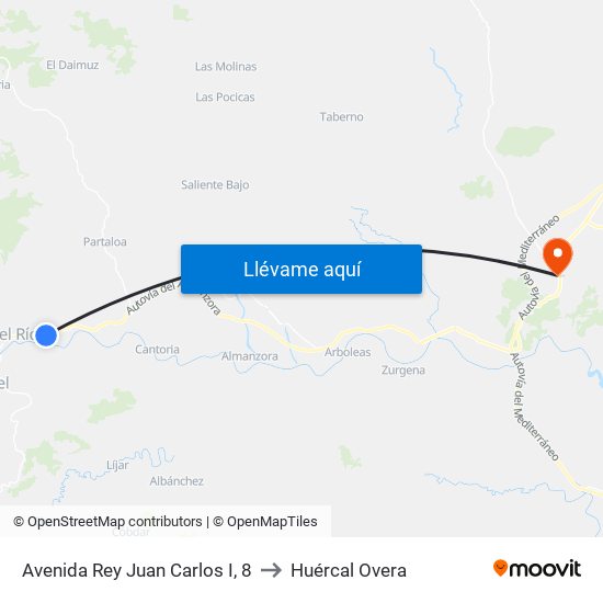 Avenida Rey Juan Carlos I, 8 to Huércal Overa map