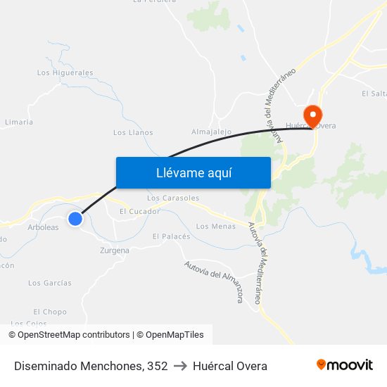 Diseminado Menchones, 352 to Huércal Overa map