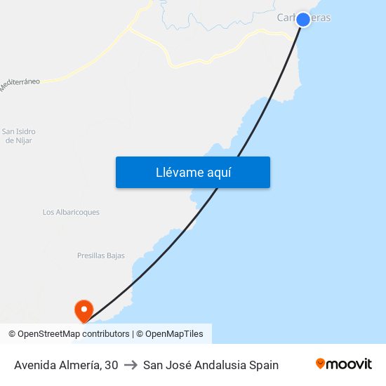Avenida Almería, 30 to San José Andalusia Spain map