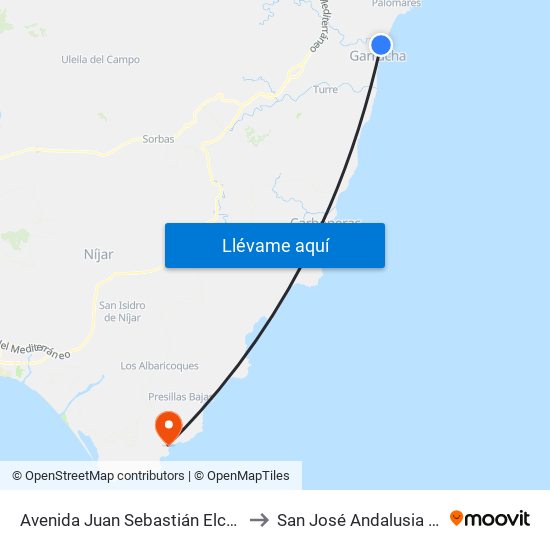 Avenida Juan Sebastián Elcano, 25 to San José Andalusia Spain map