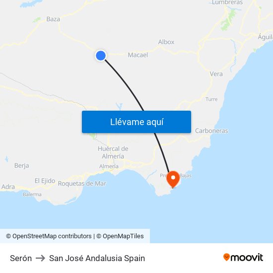 Serón to San José Andalusia Spain map