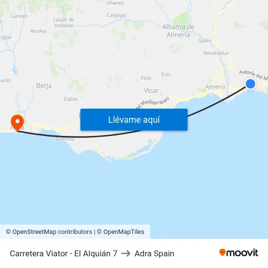 Carretera Viator - El Alquián 7 to Adra Spain map