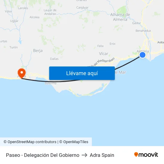 Paseo - Delegación Del Gobierno to Adra Spain map