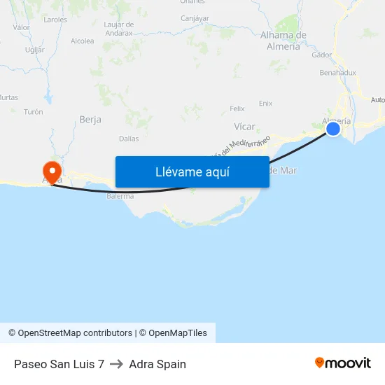 Paseo San Luis 7 to Adra Spain map