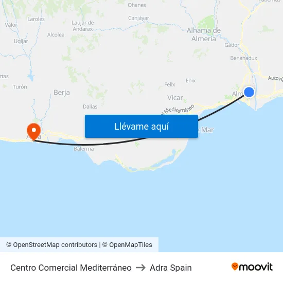 Centro Comercial Mediterráneo to Adra Spain map