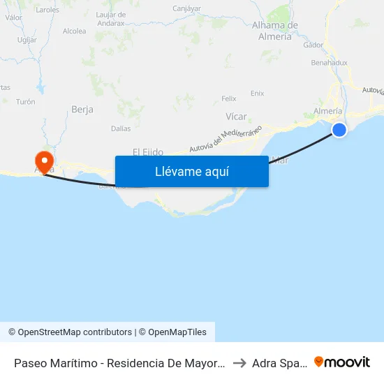 Paseo Marítimo - Residencia De Mayores to Adra Spain map