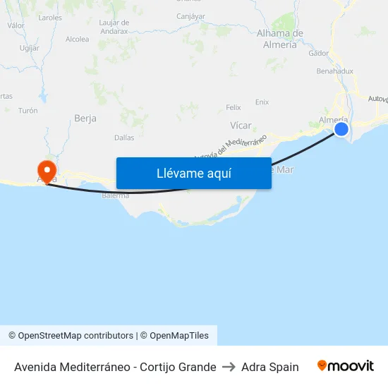 Avenida Mediterráneo - Cortijo Grande to Adra Spain map
