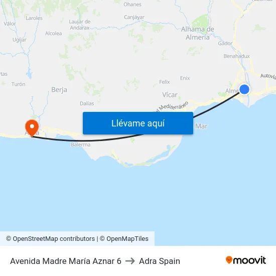 Avenida Madre María Aznar 6 to Adra Spain map