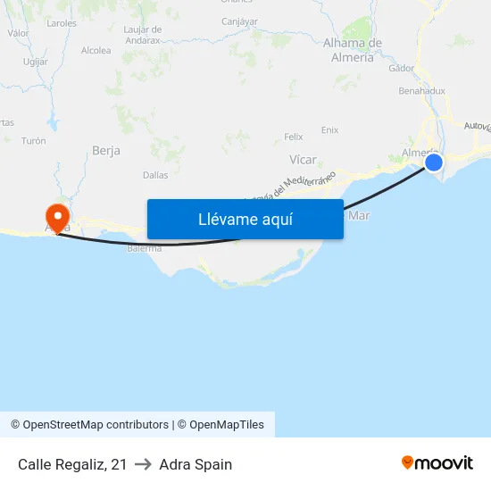 Calle Regaliz, 21 to Adra Spain map