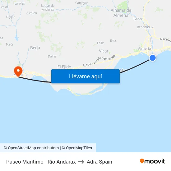 Paseo Marítimo - Río Andarax to Adra Spain map