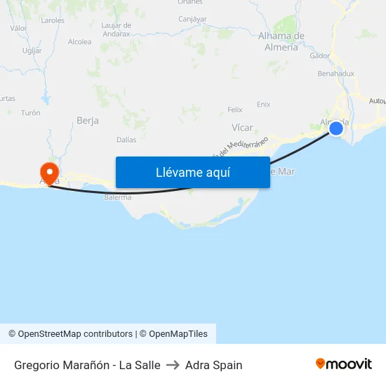 Gregorio Marañón - La Salle to Adra Spain map