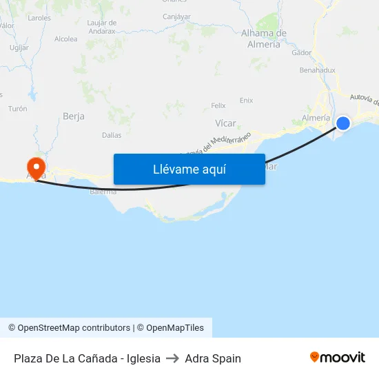 Plaza De La Cañada - Iglesia to Adra Spain map