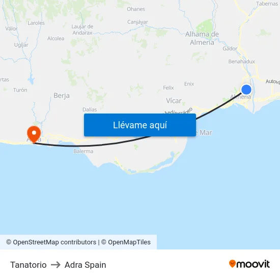 Tanatorio to Adra Spain map