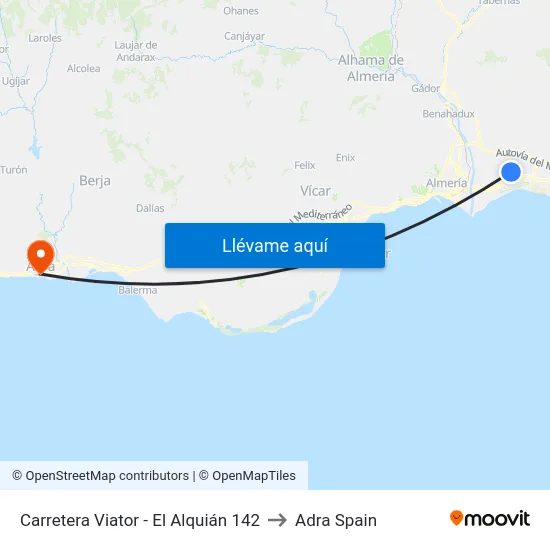 Carretera Viator - El Alquián 142 to Adra Spain map