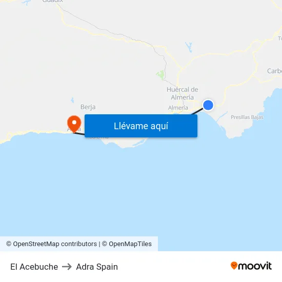 El Acebuche to Adra Spain map