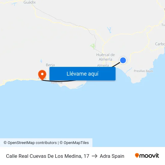 Calle Real Cuevas De Los Medina, 17 to Adra Spain map